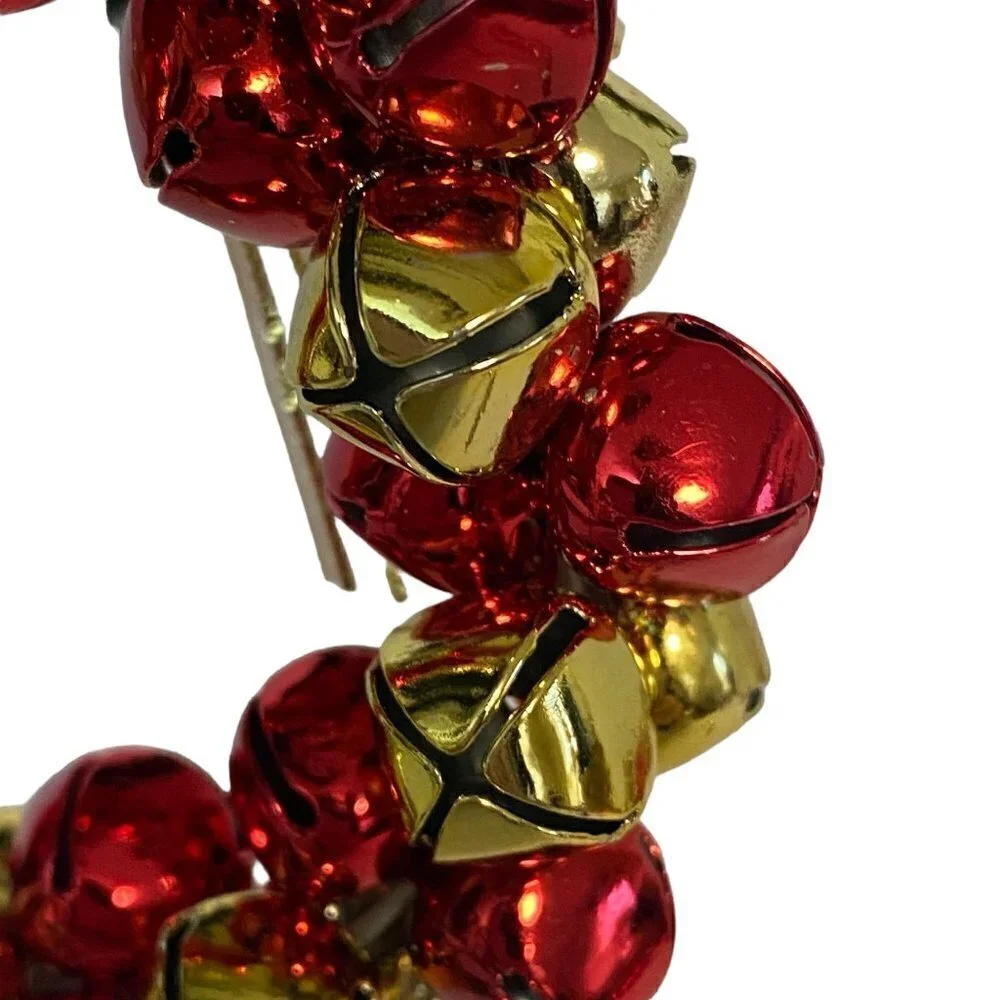 Jingle Bells Wreath Christmas Ornament Red Gold 3